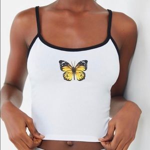 Urban outfitters white butterfly cropped tank